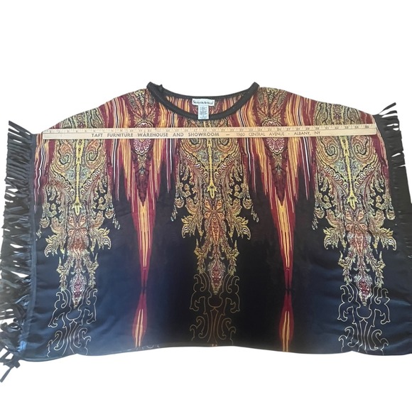 Seventh Avenue Blouse Sz 1X Fringe Sleeves Beachy Hippie Vacation Boho Plus Size - Picture 8 of 9